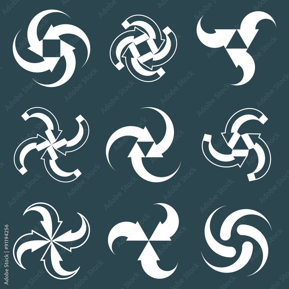 Fototapeta premium Looping arrows vector abstract symbol collection, single color c