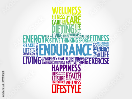 ENDURANCE word cloud, health cross concept