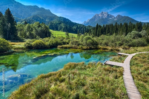 Schilderij op canvas The well of river Sava in Julian Alps