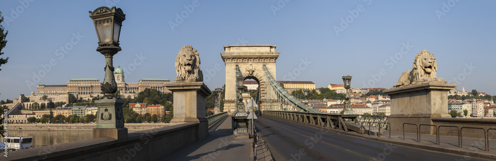 Chain Bridge Panorama in Budapest