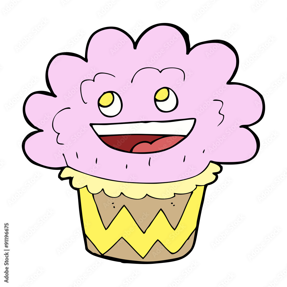 cartoon happy cupcake cartoon happy cupcake