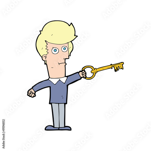 cartoon man with key