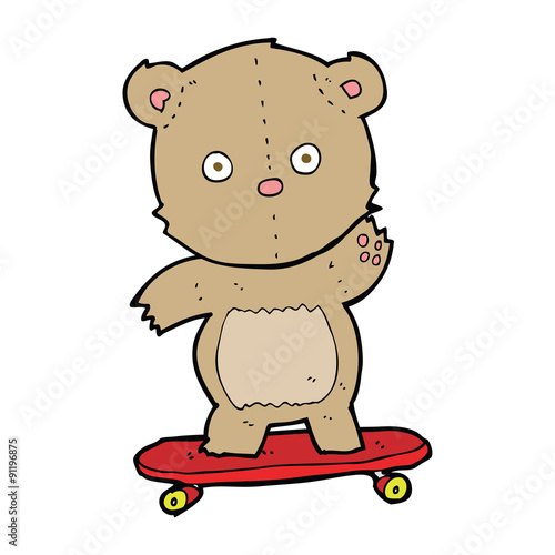 cartoon teddy bear on skateboard