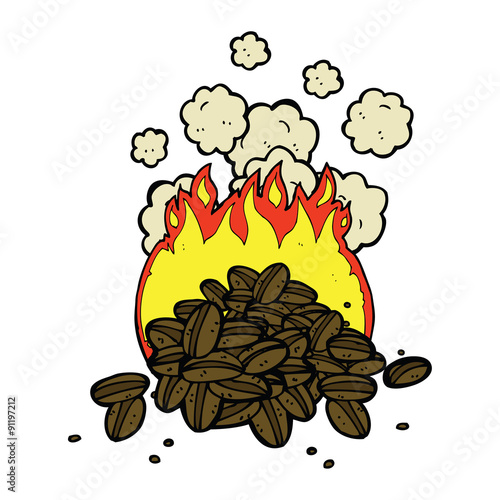 roasting coffee beans cartoon