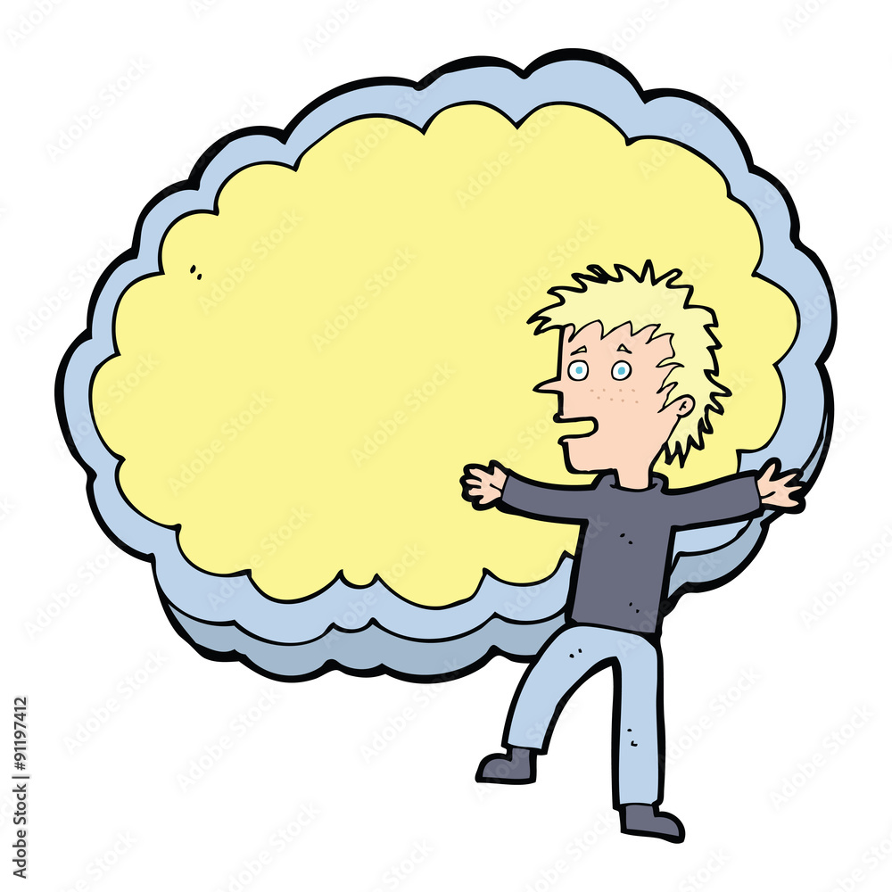 cartoon man with text space cloud cartoon man with text space cloud