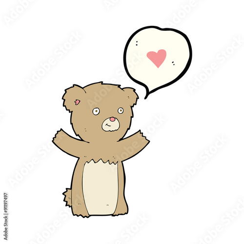 cartoon teddy bear with love heart