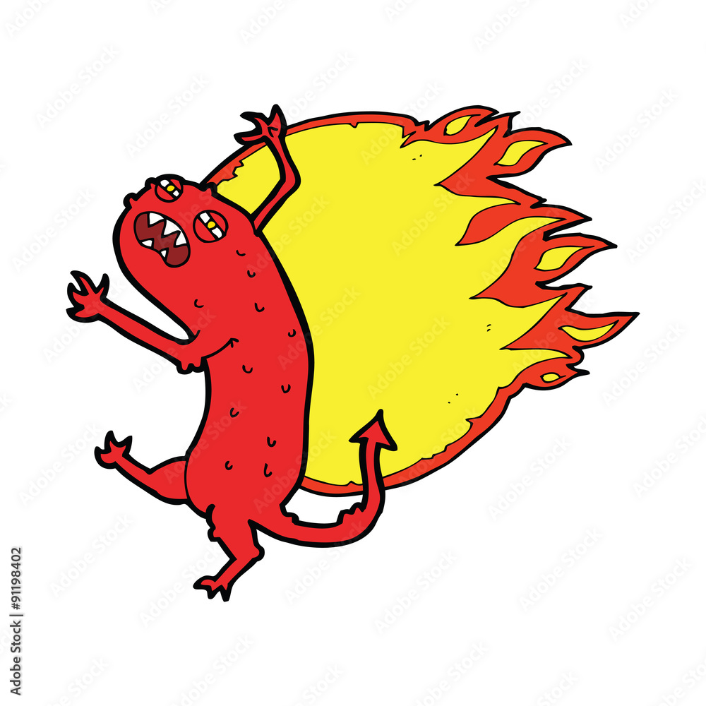 Fototapeta premium cartoon monster on fire