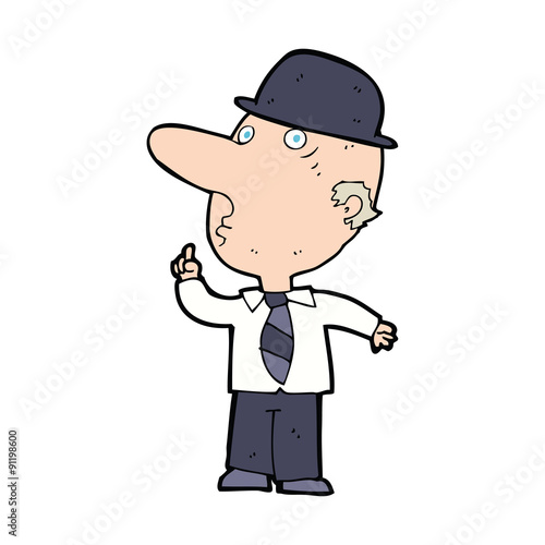 cartoon man wearing bowler hat