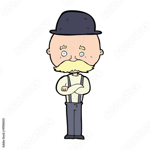 cartoon man wearing bowler hat