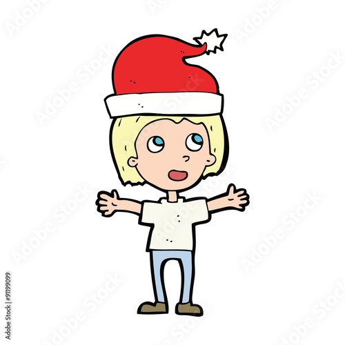 cartoon boy in christmas hat