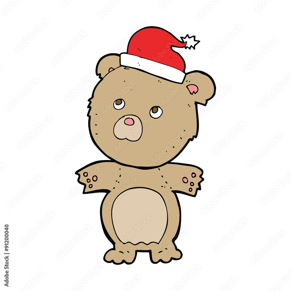 cartoon bear in christmas hat cartoon bear in christmas hat