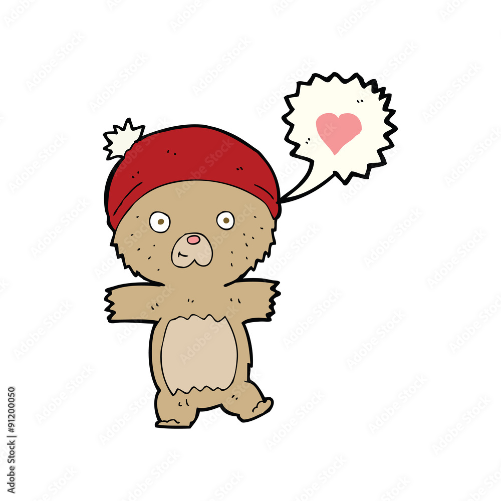 Naklejka premium cartoon bear in hat