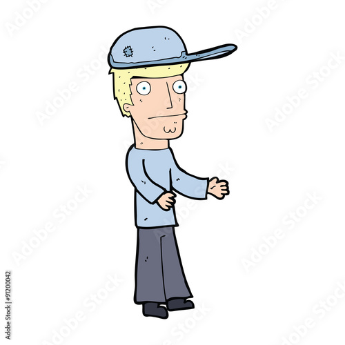 cartoon worried man wearing hat