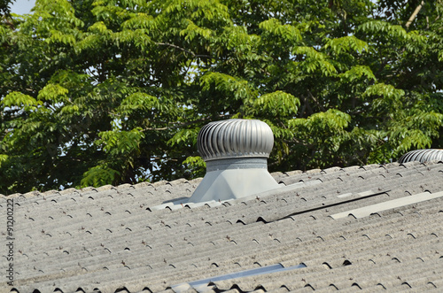 ROOF VENTILATOR - SELECTIVE FOCUS TO THE ROOF VENTILATOR IN NATURE DAY LIGHT OF FACTORY.