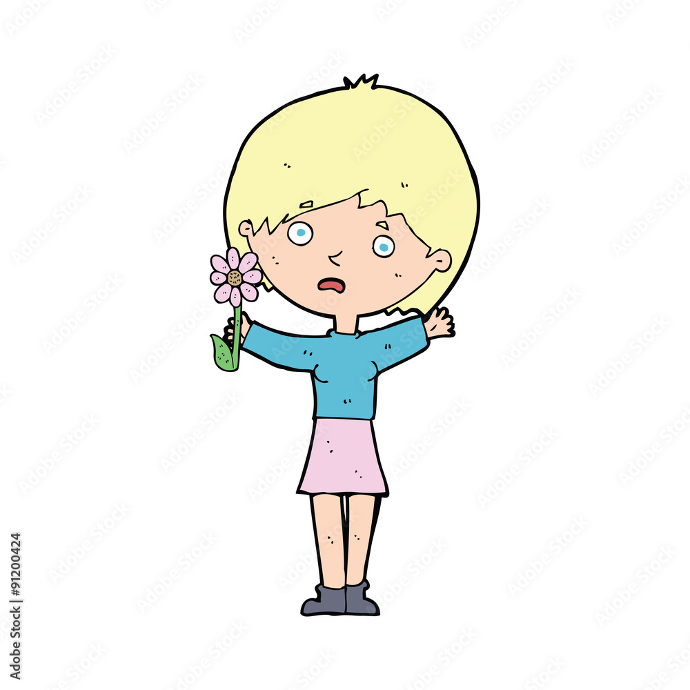 cartoon woman with flower cartoon woman with flower