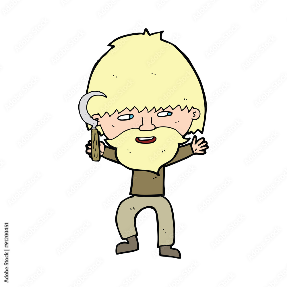 cartoon peasant with sycle cartoon peasant with sycle