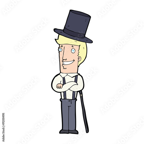 cartoon man wearing top hat