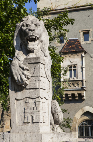 Lion Sculpture at Vajdahunyad Castle in Budapest