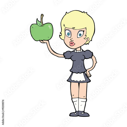cartoon waitress with healthy food