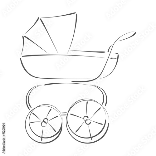 Sketched baby stroller buggy.