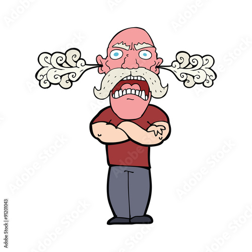 cartoon furious man with red face