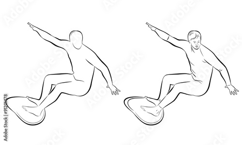 surfer on surfboard, vector sketch photo