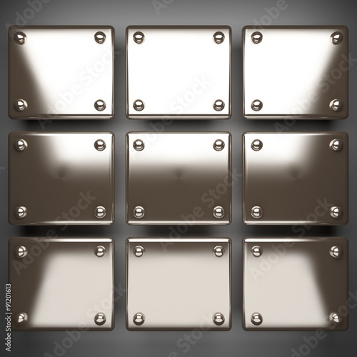 polished metal element on gray background