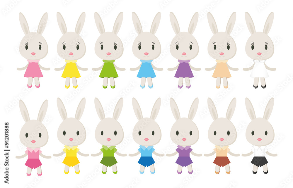 Set of cute bunnies vector