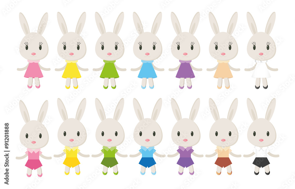 Set of cute bunnies vector Set of cute bunnies vector