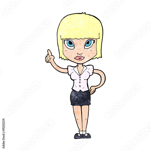 cartoon pretty girl with idea