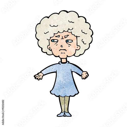 cartoon bitter old woman