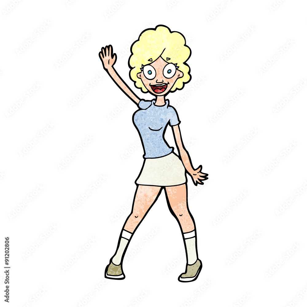 cartoon woman dancing