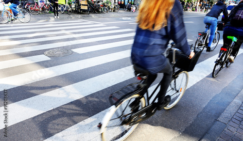 Motion blurred bikes in traffic