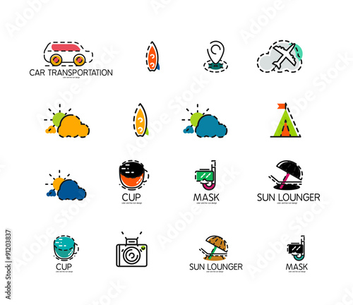 Set of abstract travel logo icons. Business, app or internet web