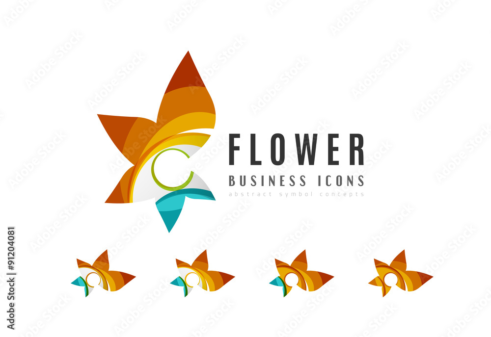 Set of abstract flower logo business icons Set of abstract flower logo business icons