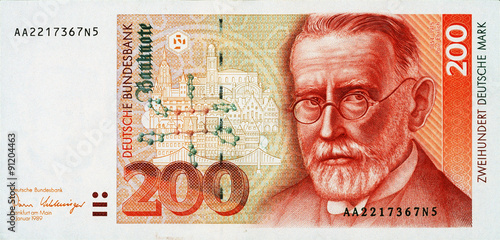 Historische Banknote, 2. Januar 1989, 200 Mark, Zweihundert Deutsche Mark, Deutschland