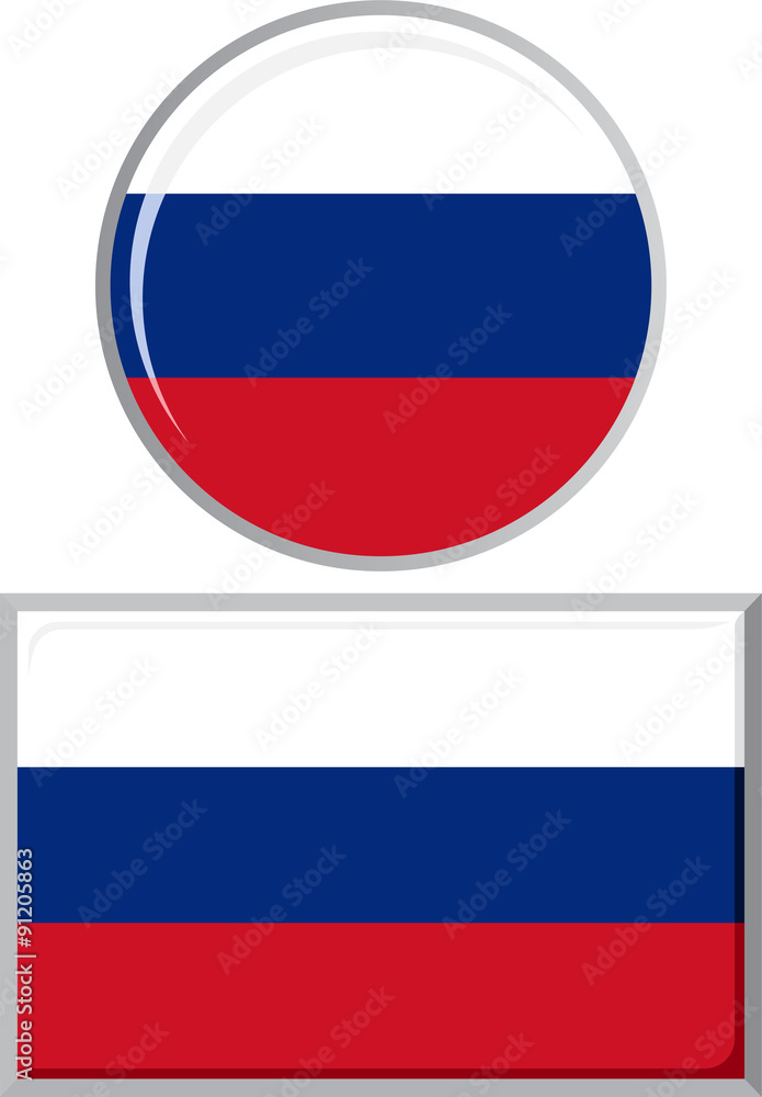Fototapeta premium Russian round and square icon flag. Vector illustration.