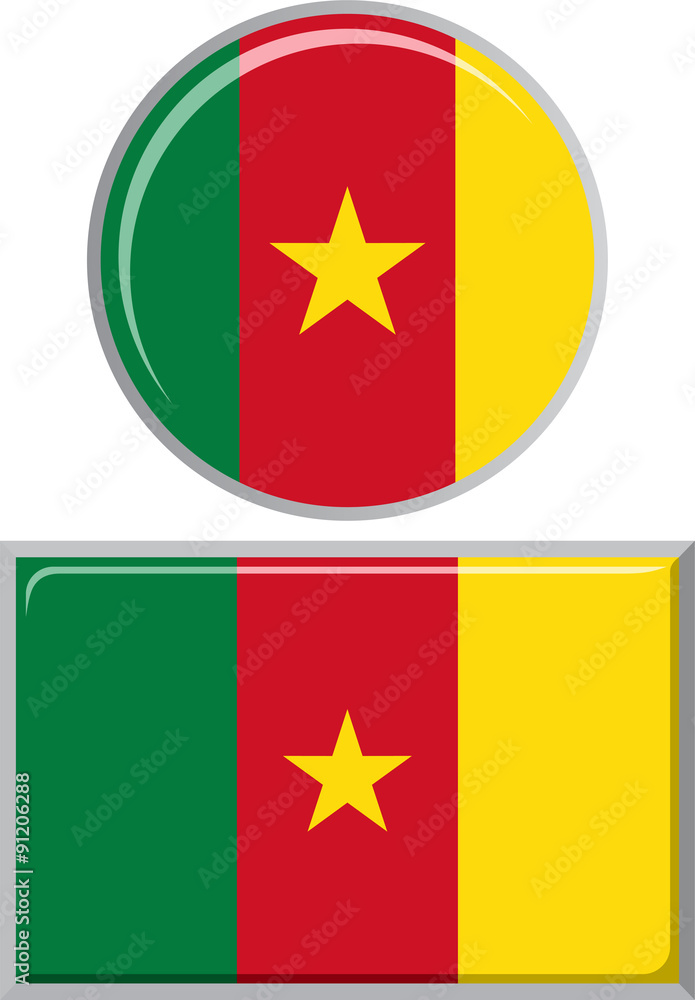 Cameroon round and square icon flag. Vector illustration. Cameroon round and square icon flag. Vector illustration.