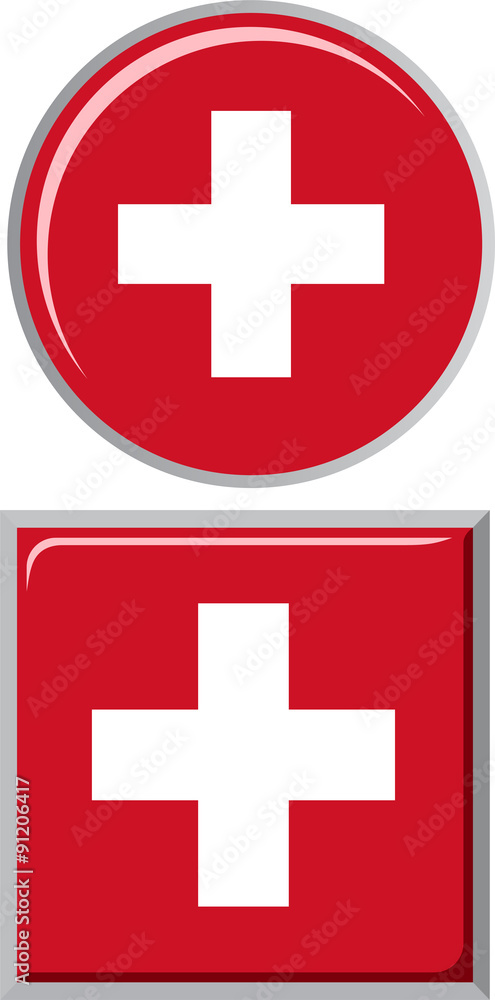 Obraz premium Swiss round and square icon flag. Vector illustration.