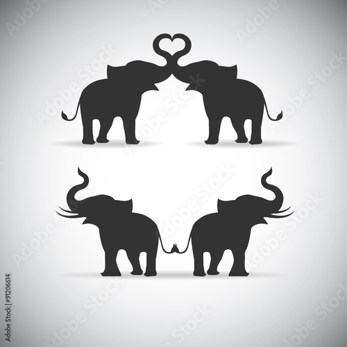 Silhouette lovers an elephant