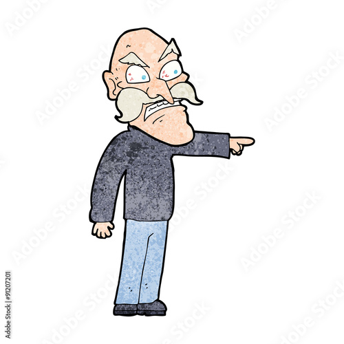 cartoon furious old man