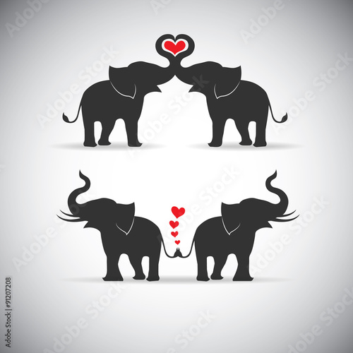 Silhouette  lovers an elephant