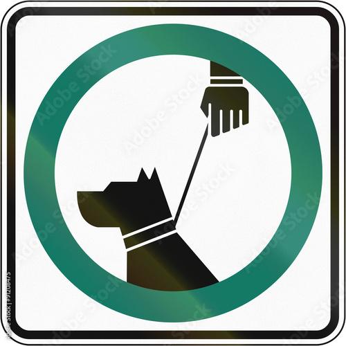 dog on leash sign, green circle clip art preview