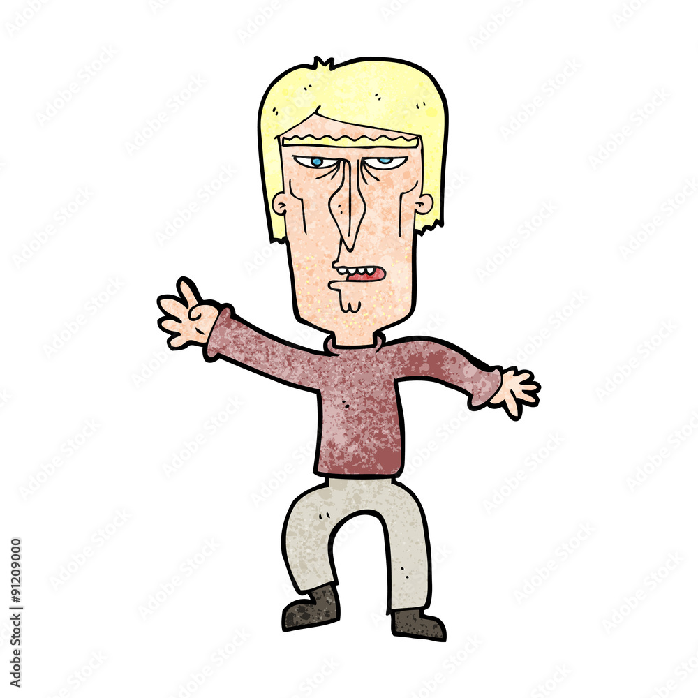 cartoon angry man waving warning cartoon angry man waving warning