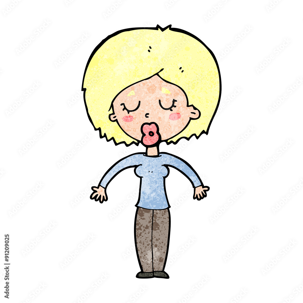 cartoon woman with closed eyes cartoon woman with closed eyes