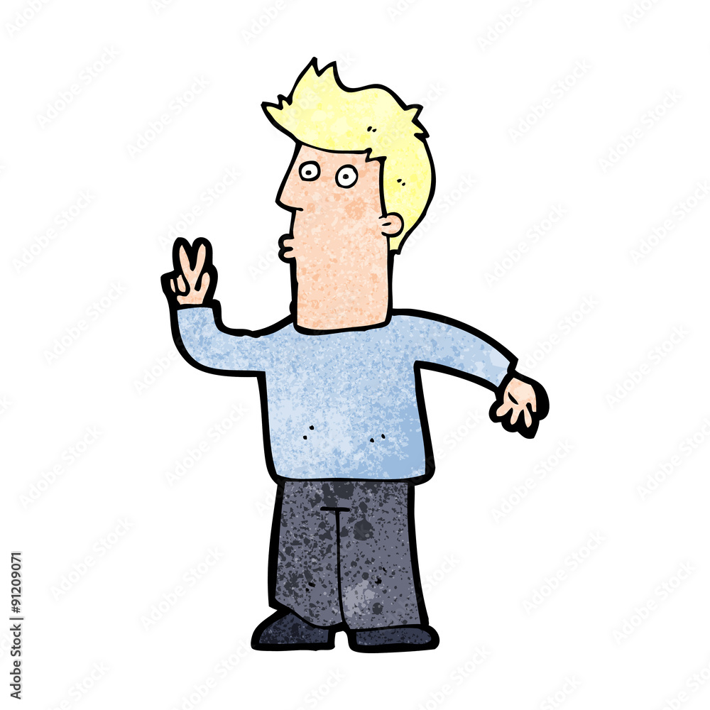 cartoon man giving peace sign cartoon man giving peace sign