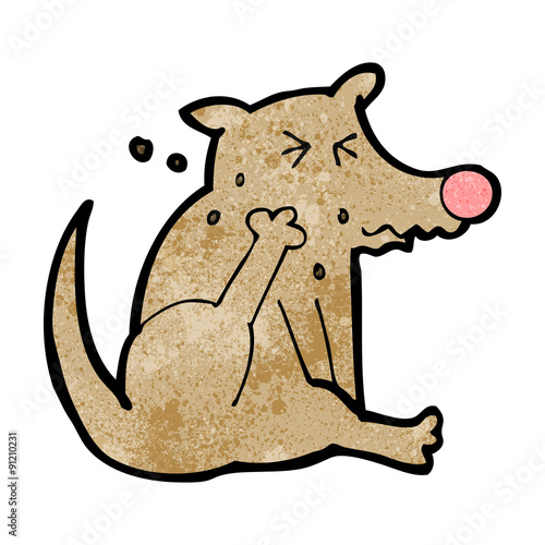 cartoon dog scratching