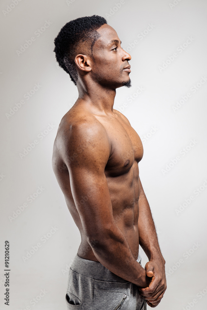 Fototapeta premium Athletic african american man shirtless