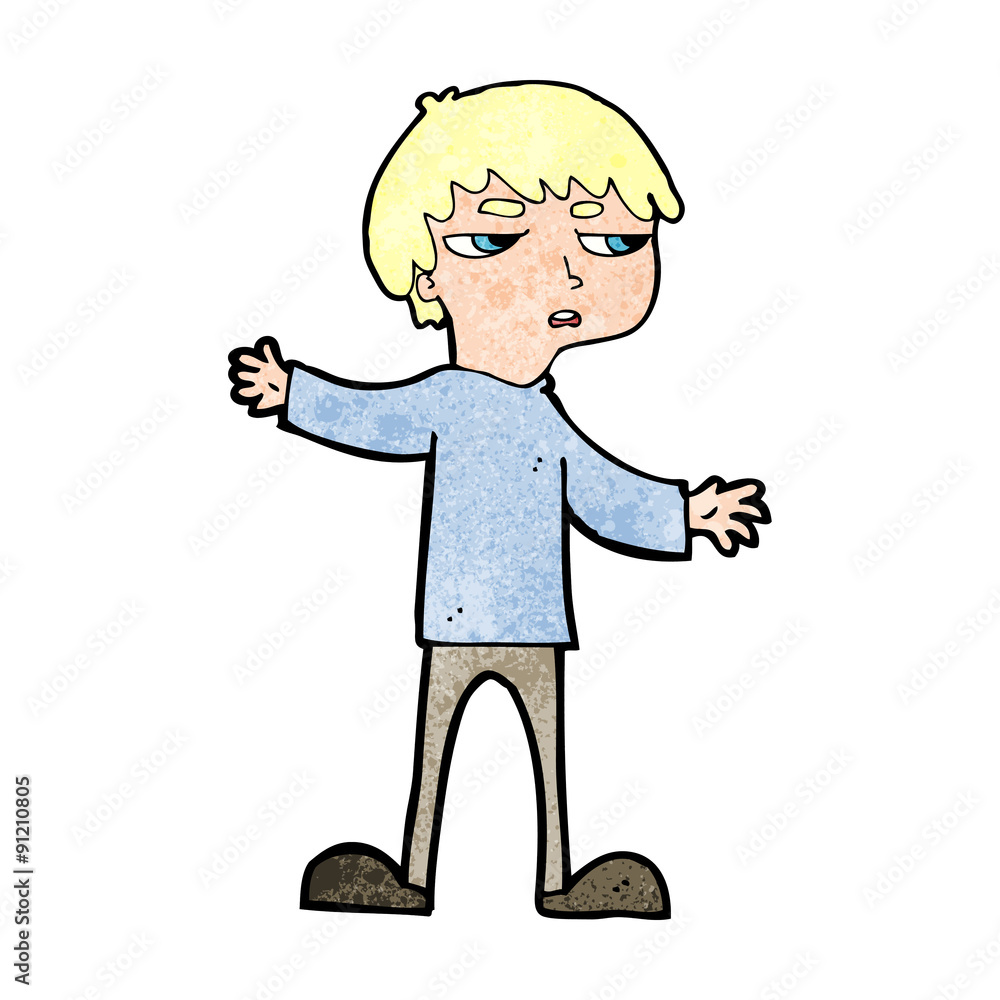 cartoon annoyed boy