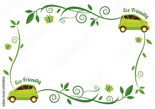 Car with Creeping Plant Decoration Frame, Ecology, Energy Conservation